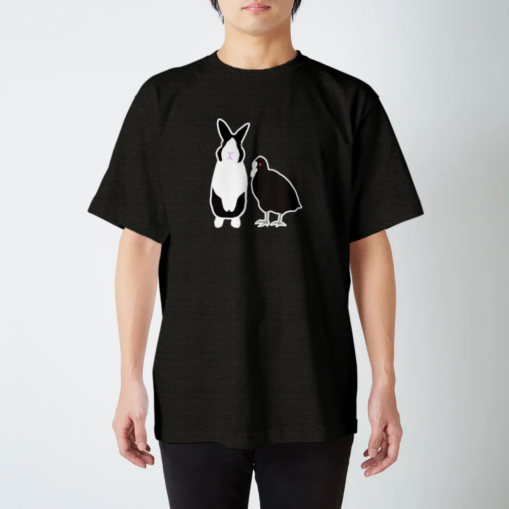 黒白部のダッチうさぎ(立)とオオバン スタンダードTシャツ