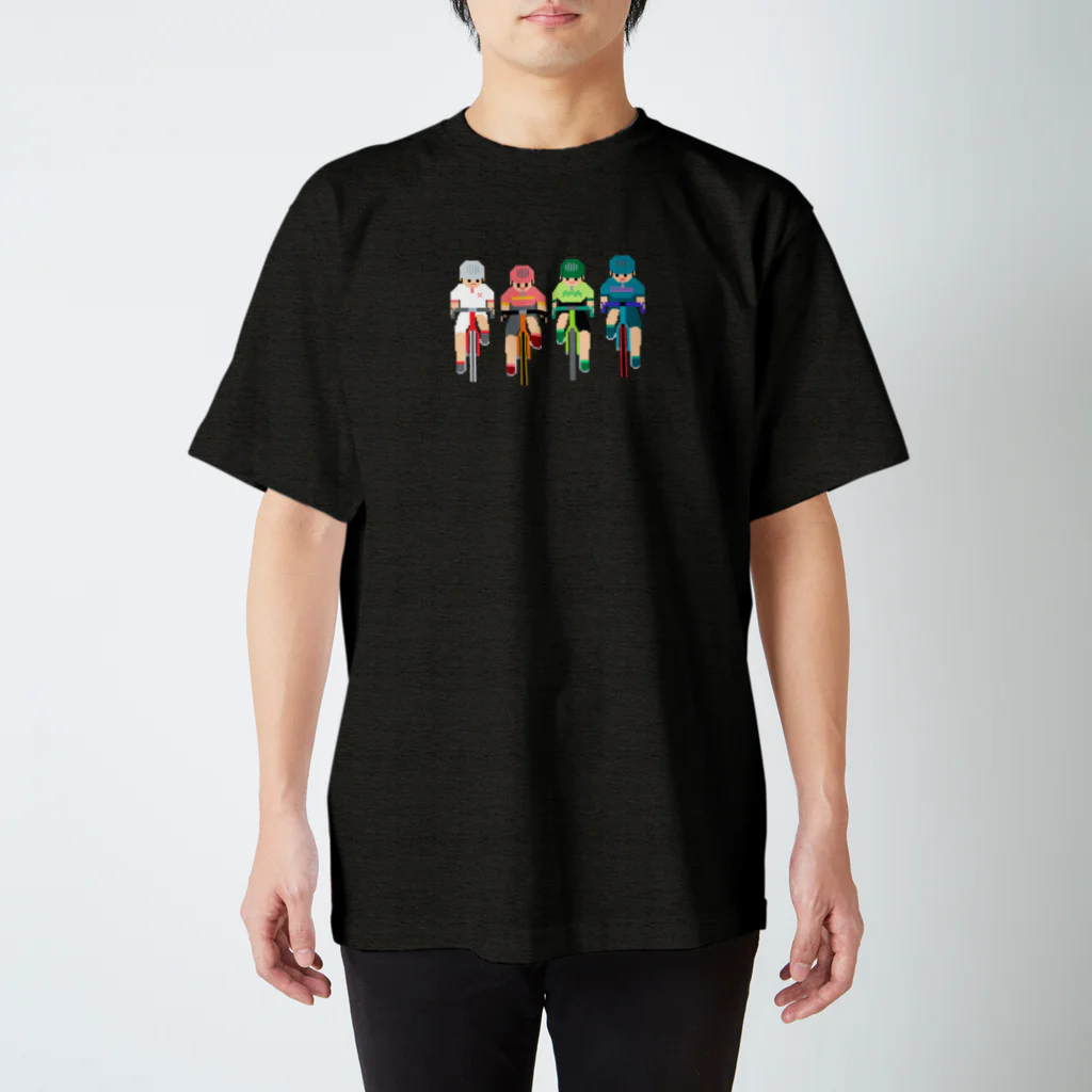 のりものドット絵Tシャツの4人ride 正面 티셔츠