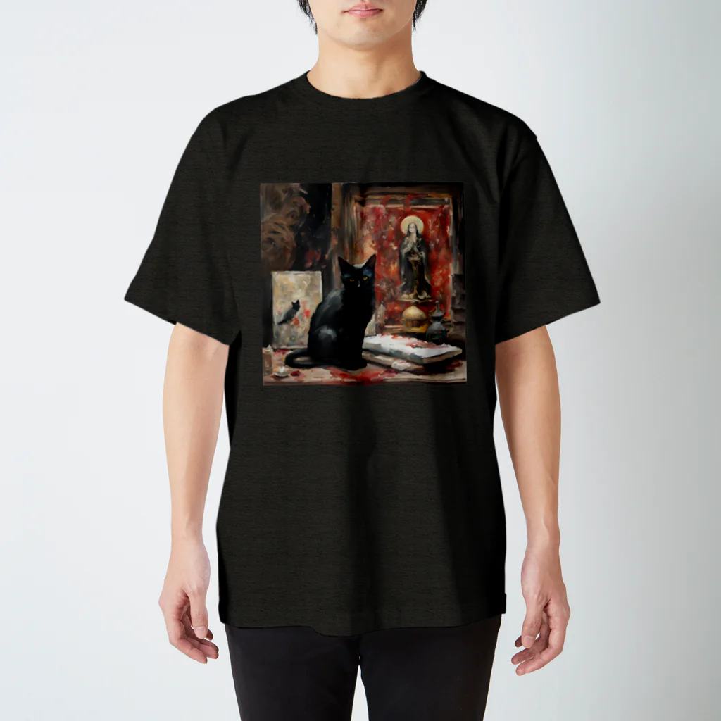 叶和の絵画風の黒猫🐈‍⬛ Regular Fit T-Shirt