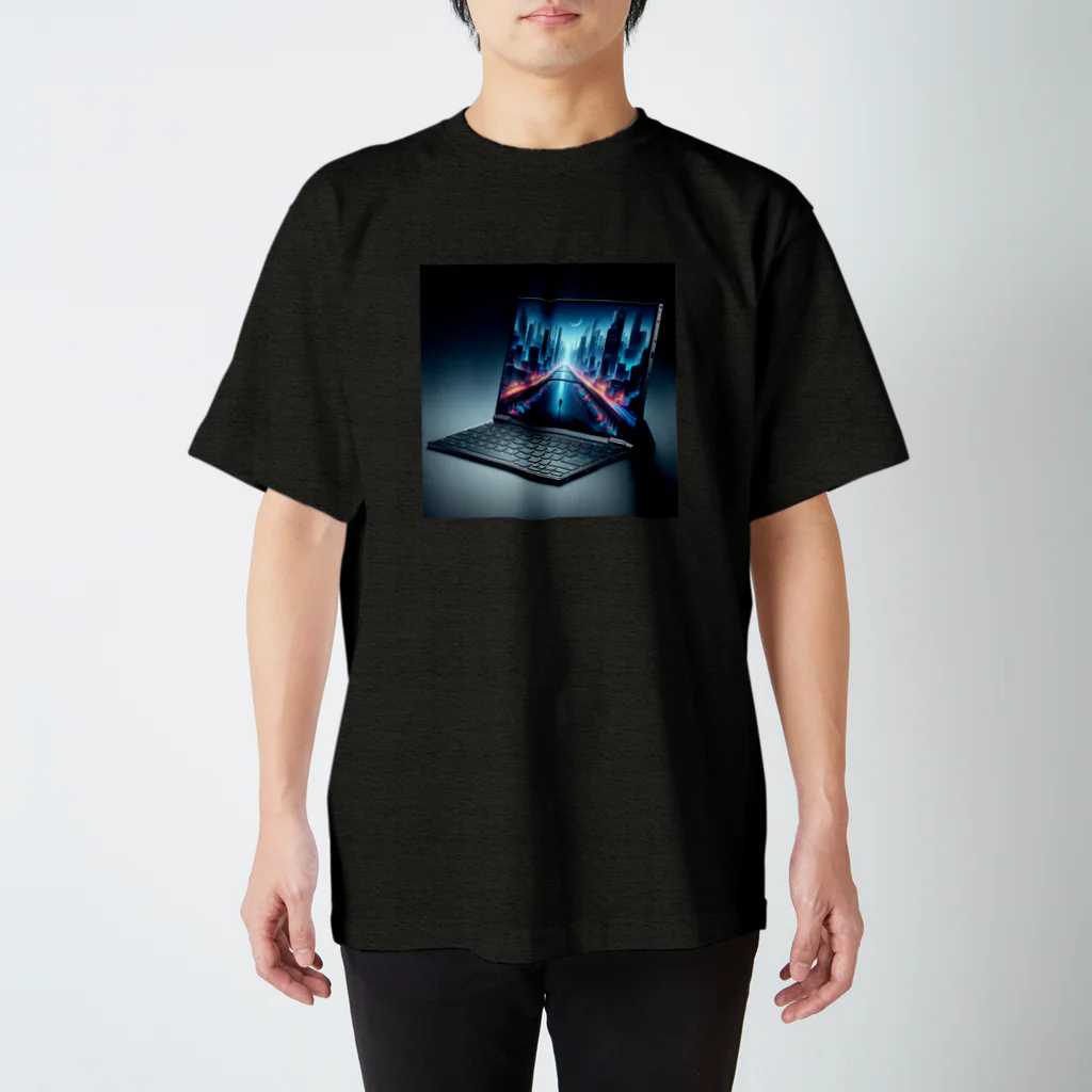 stingrazeのFuturistic Foldable Laptop Regular Fit T-Shirt