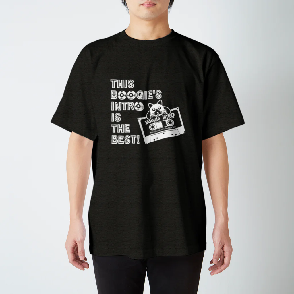 音楽酒場 ブギの猫とカセット白プリ スタンダードTシャツ