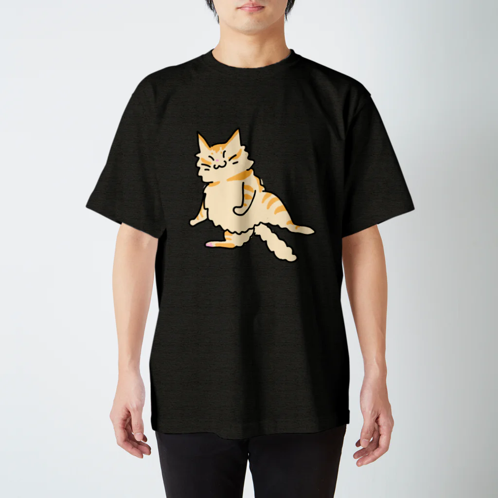 動物ガラス絵描きをしてる人のお店のぽっちゃり系くつろぎネコさん スタンダードTシャツ