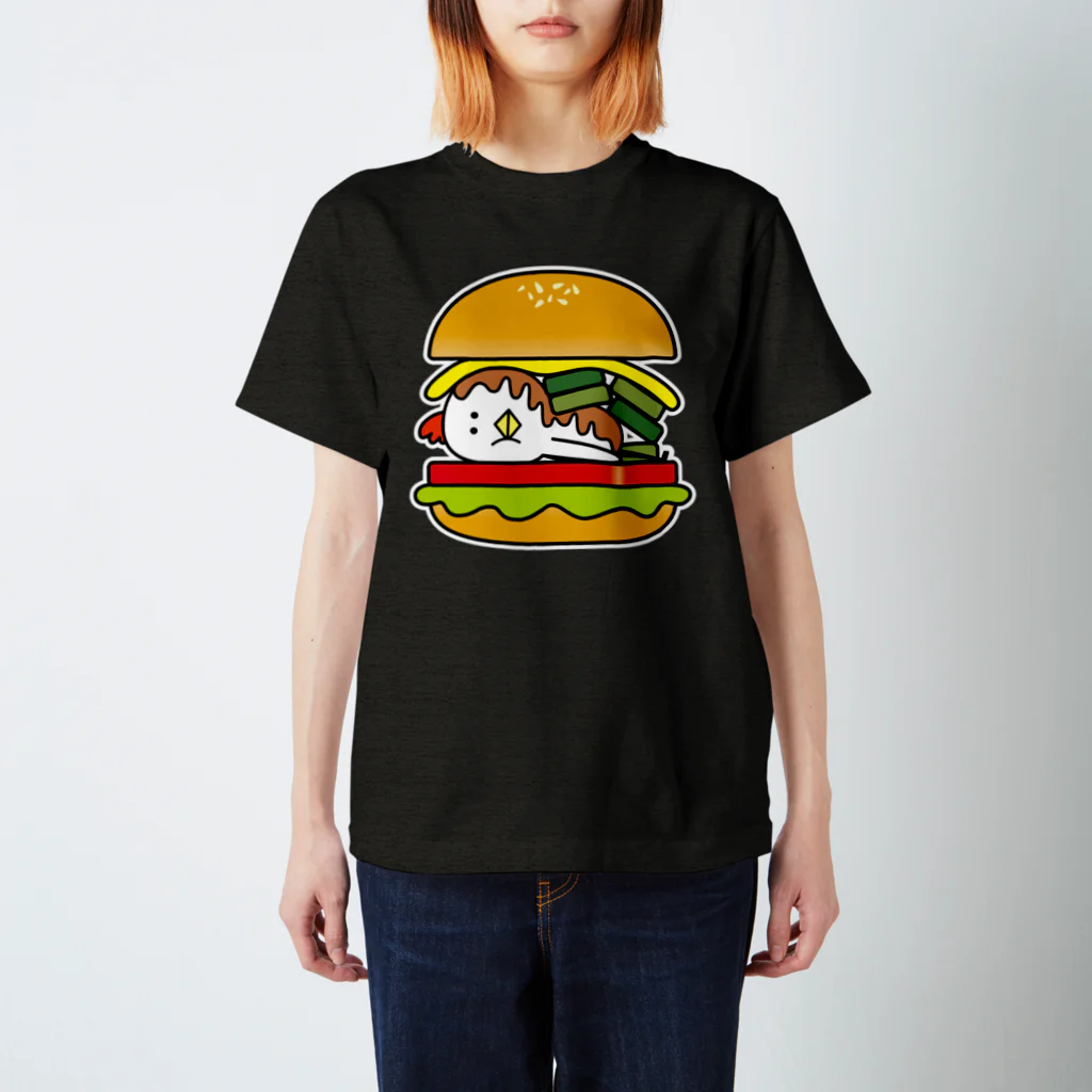 さきとも(muggy)のお店の とり男バーガー スタンダードTシャツ