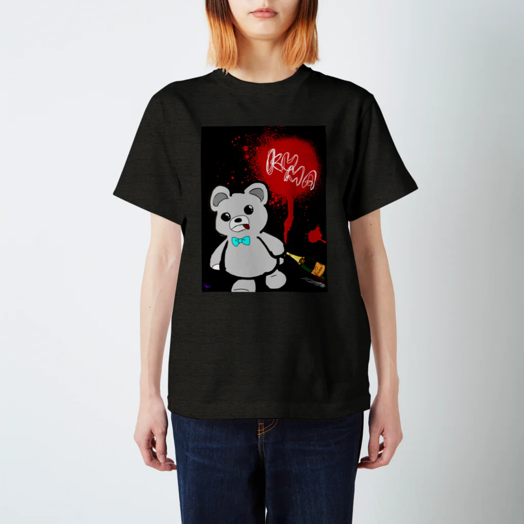 みみてゃのメンヘラ酒ヤクザのくまくん(黒) Regular Fit T-Shirt