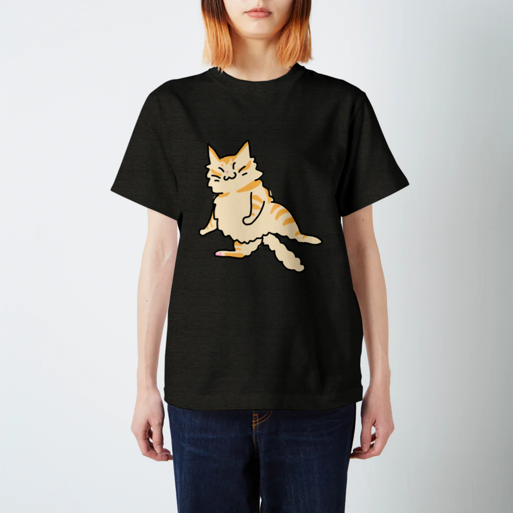 動物ガラス絵描きをしてる人のお店のぽっちゃり系くつろぎネコさん スタンダードTシャツ