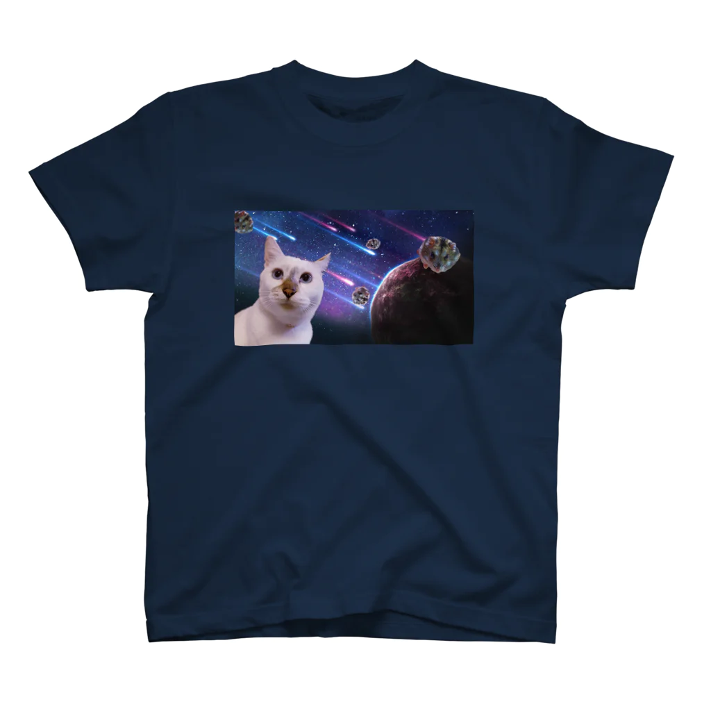 ひよこめいぷるの宇宙猫と宇宙ハムスター スタンダードTシャツ