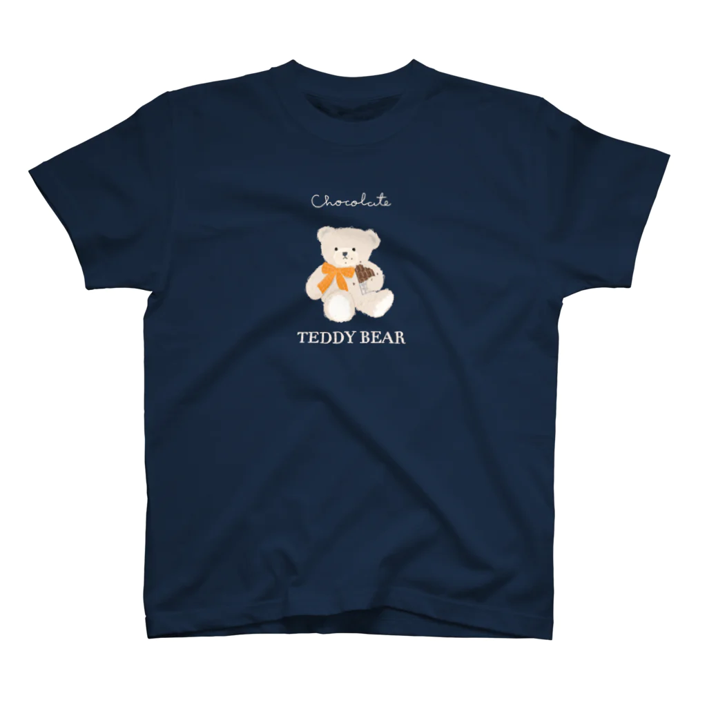 kiki25の板チョコを食べるテディーベアー(ホワイト) スタンダードTシャツ