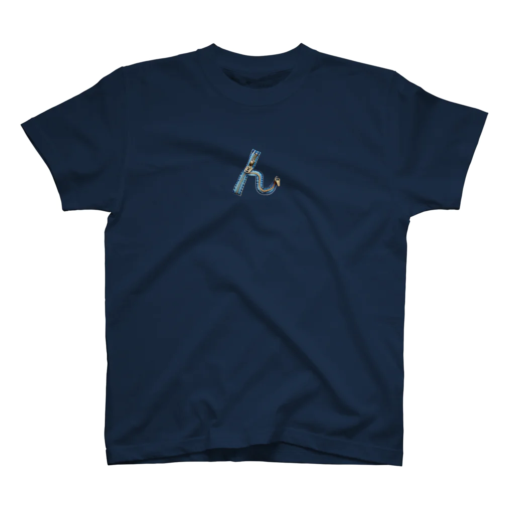 npanpaのんぱんぱ　「ん」スタンダードＴシャツ　(ロゴ デニム風) Regular Fit T-Shirt