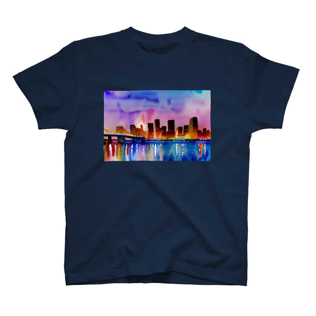 samenoa81の水彩画の夜景 スタンダードTシャツ