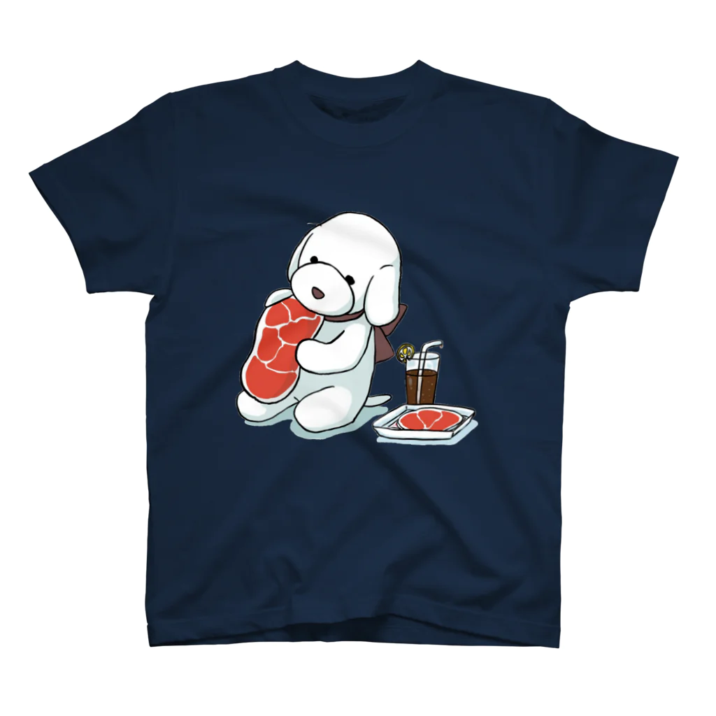 もるさんの生肉を食べる犬 スタンダードTシャツ