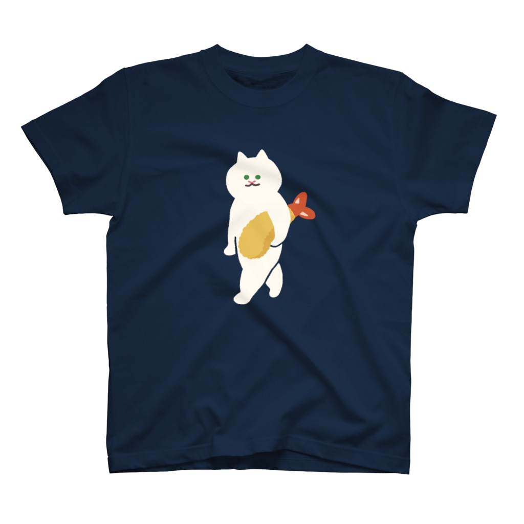 SUIMINグッズのお店の【大】エビフライをさわやかに運ぶねこ Regular Fit T-Shirt