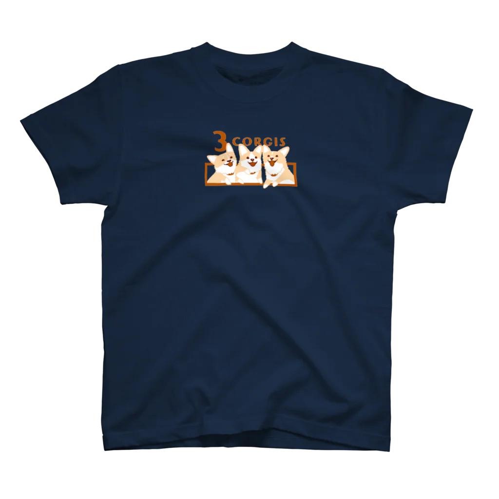 Wassam ねことコーギーいますの3匹のコーギーず スタンダードTシャツ