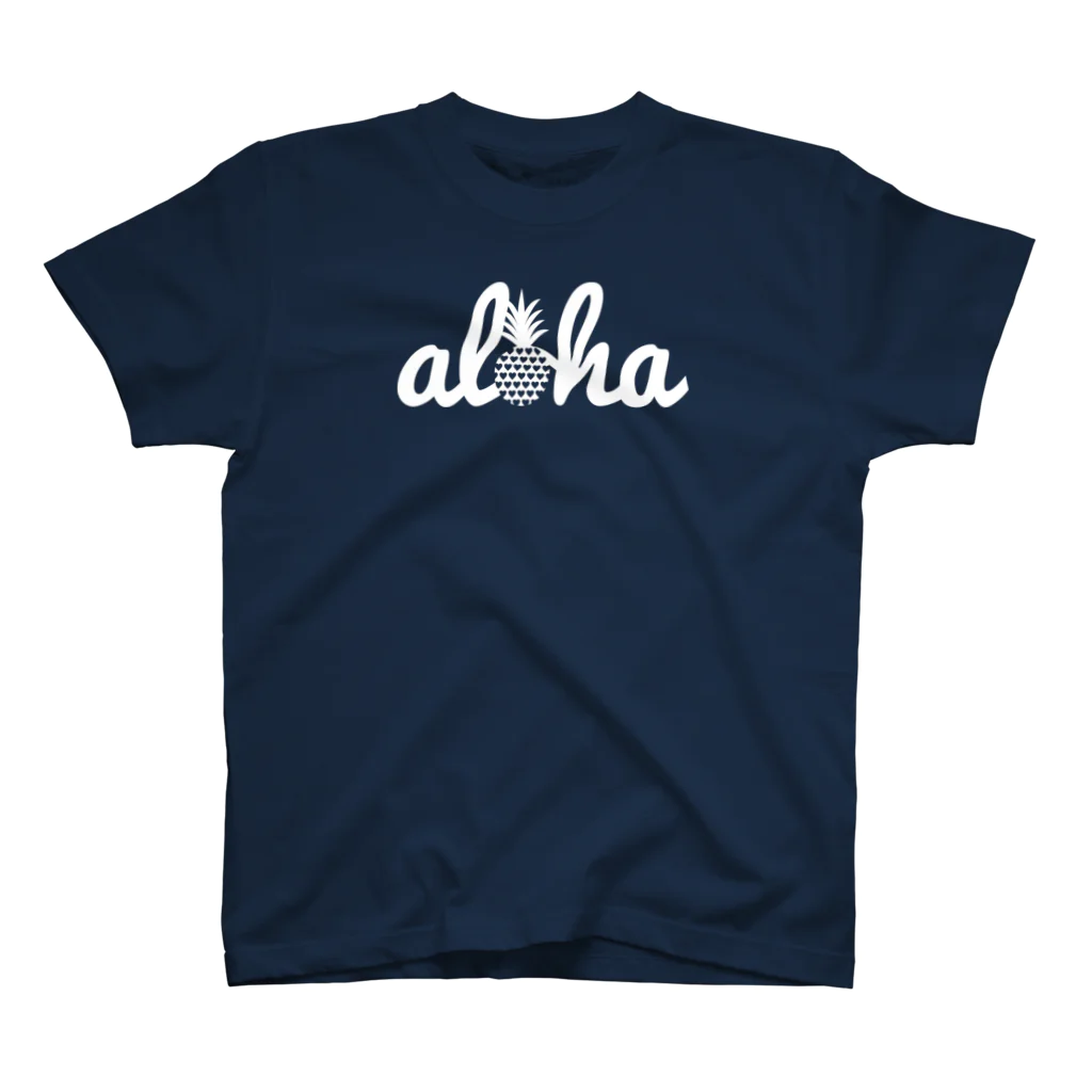 aloha_pineapple_hawaiiのaloha 28(heart）ホワイトロゴ スタンダードTシャツ