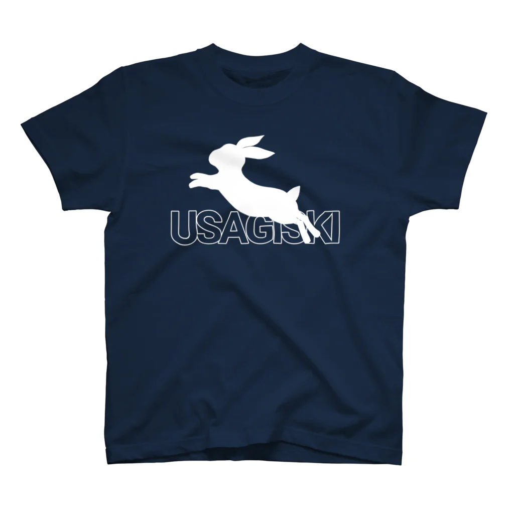 【USAGISKI】(ウサギスキー)のUSAGISKI白ロゴTシャツ スタンダードTシャツ