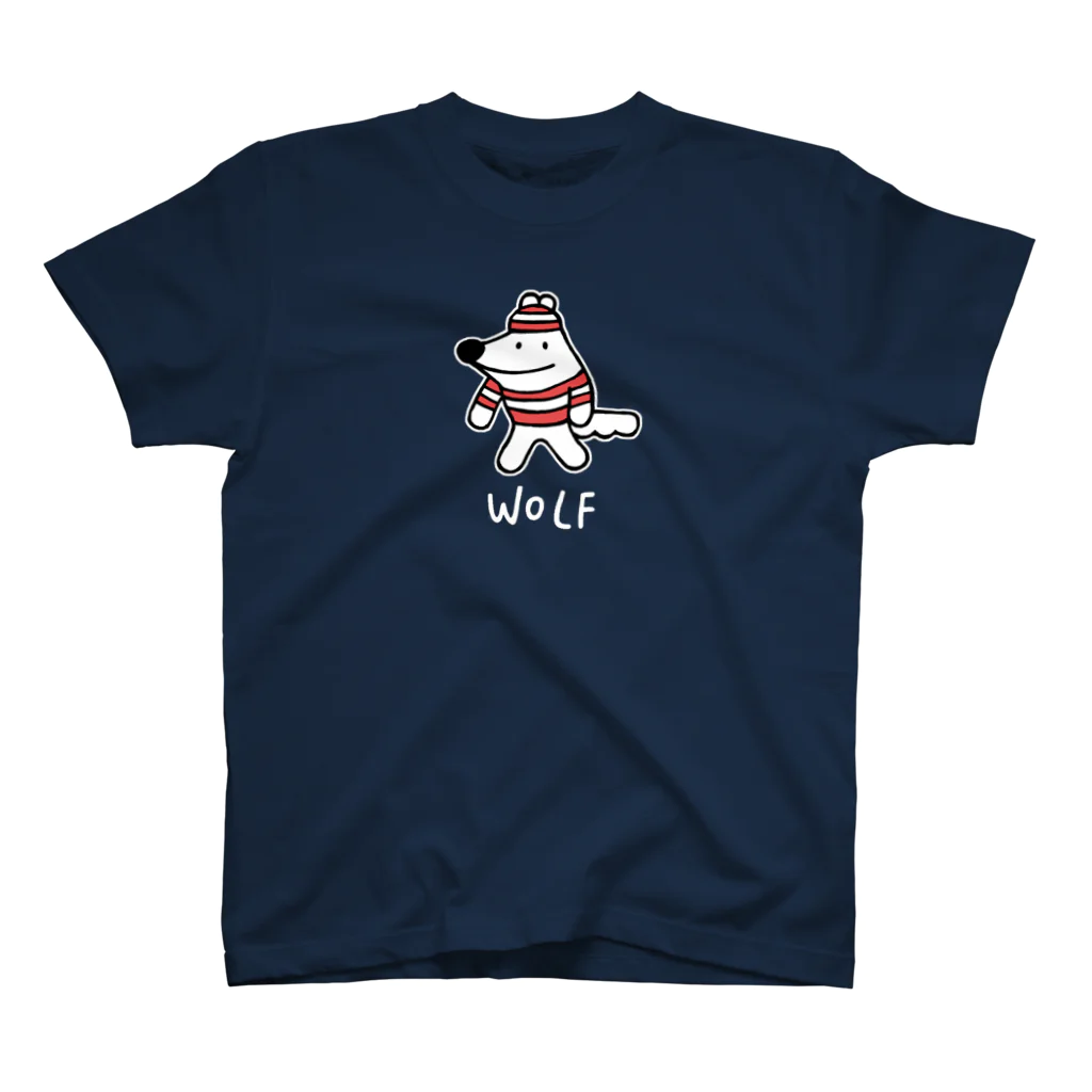 ウルフくんのでかいボーダーウルフくん(濃い色) スタンダードTシャツ