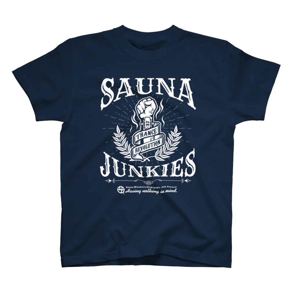 SAUNA JUNKIES | サウナジャンキーズのTRANCE REVOLUTION（白プリント） Regular Fit T-Shirt