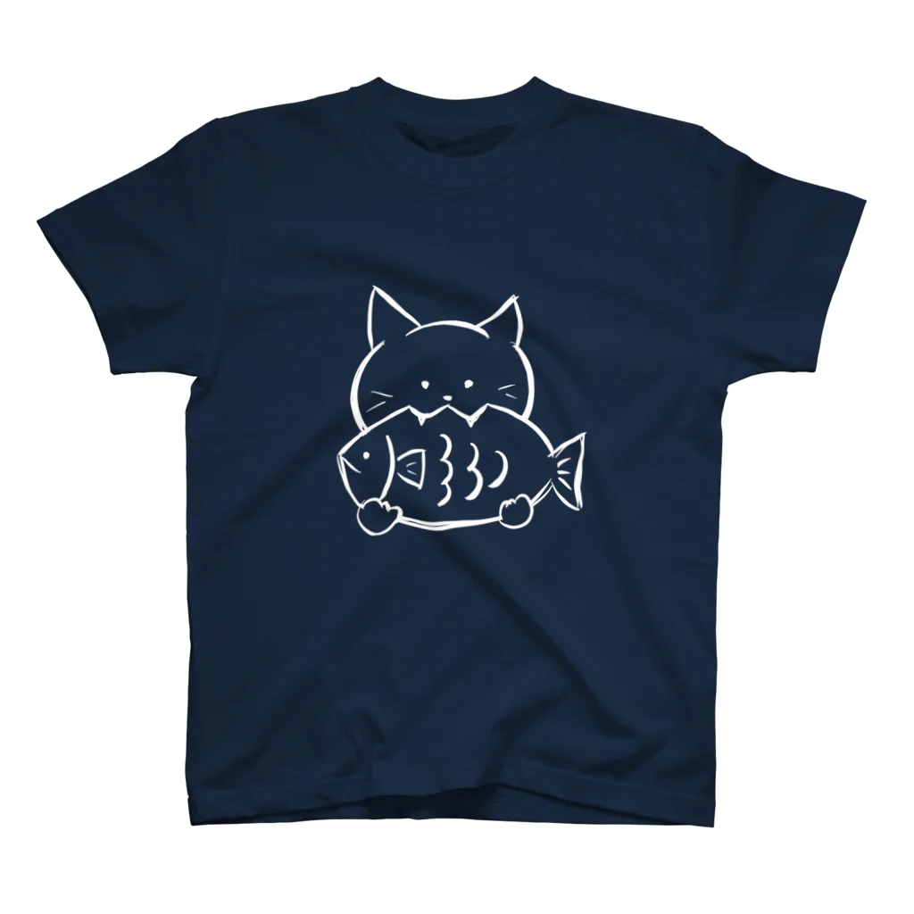 しましまのねこのかぶりつくネコ Regular Fit T-Shirt