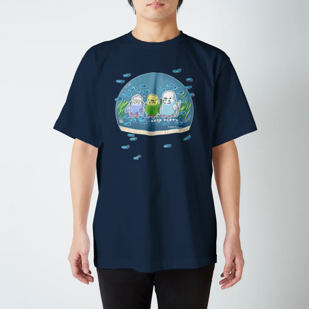 林山キネマのネオンテトラとセキセイインコ スタンダードTシャツ