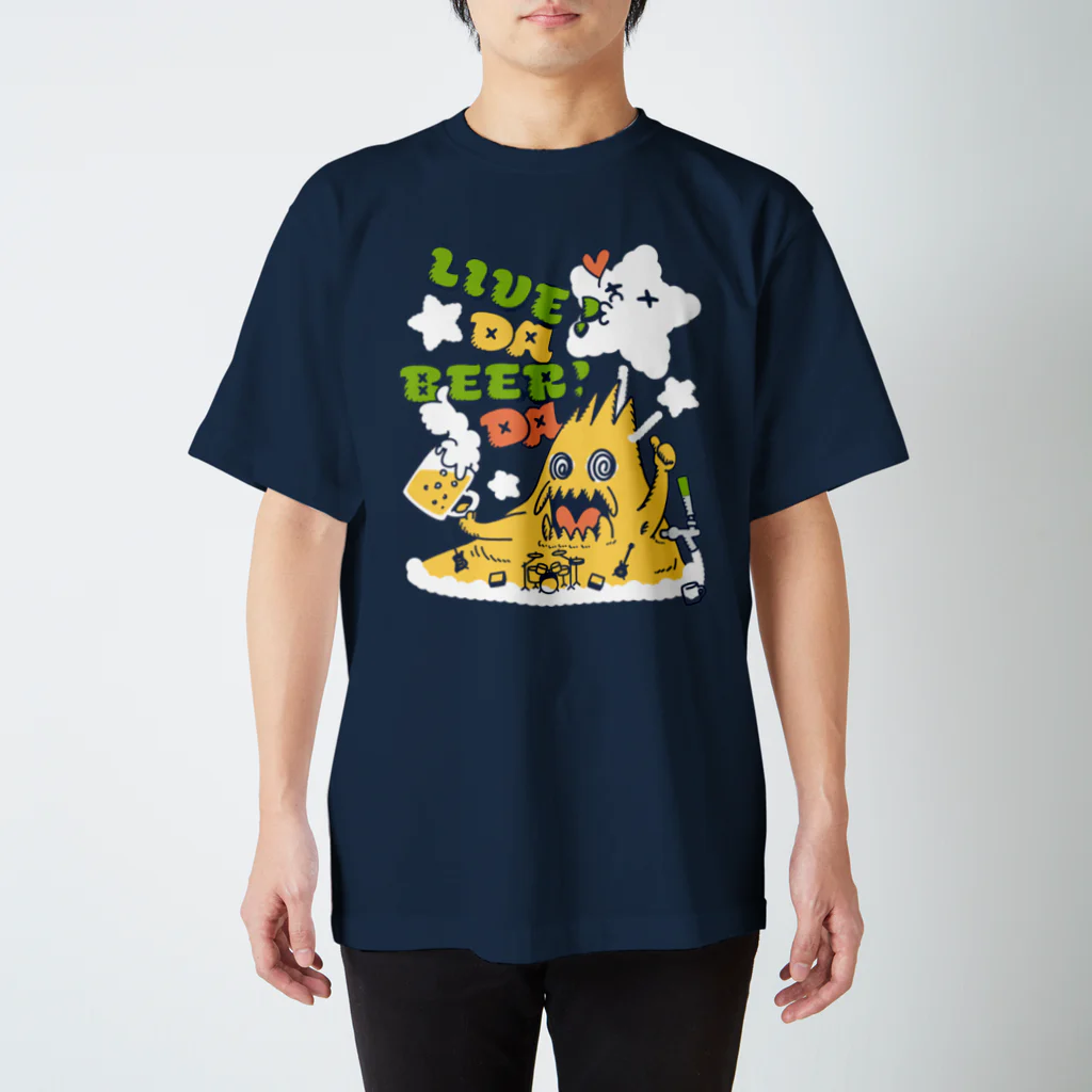 イラスト MONYAAT のLIVE!だBEER!だ飲み尽くせ！ スタンダードTシャツ