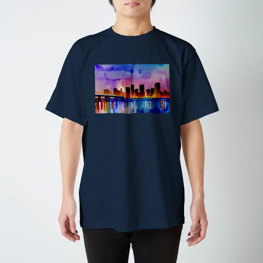 samenoa81の水彩画の夜景 スタンダードTシャツ