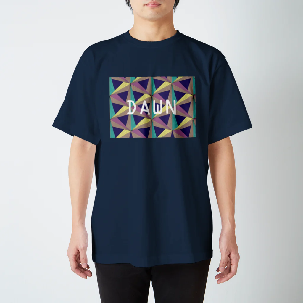 青ヶ島ちゃん（KAE SASAKI）のdawn 幾何学柄　派手　柄　カラフル　ロゴ スタンダードTシャツ