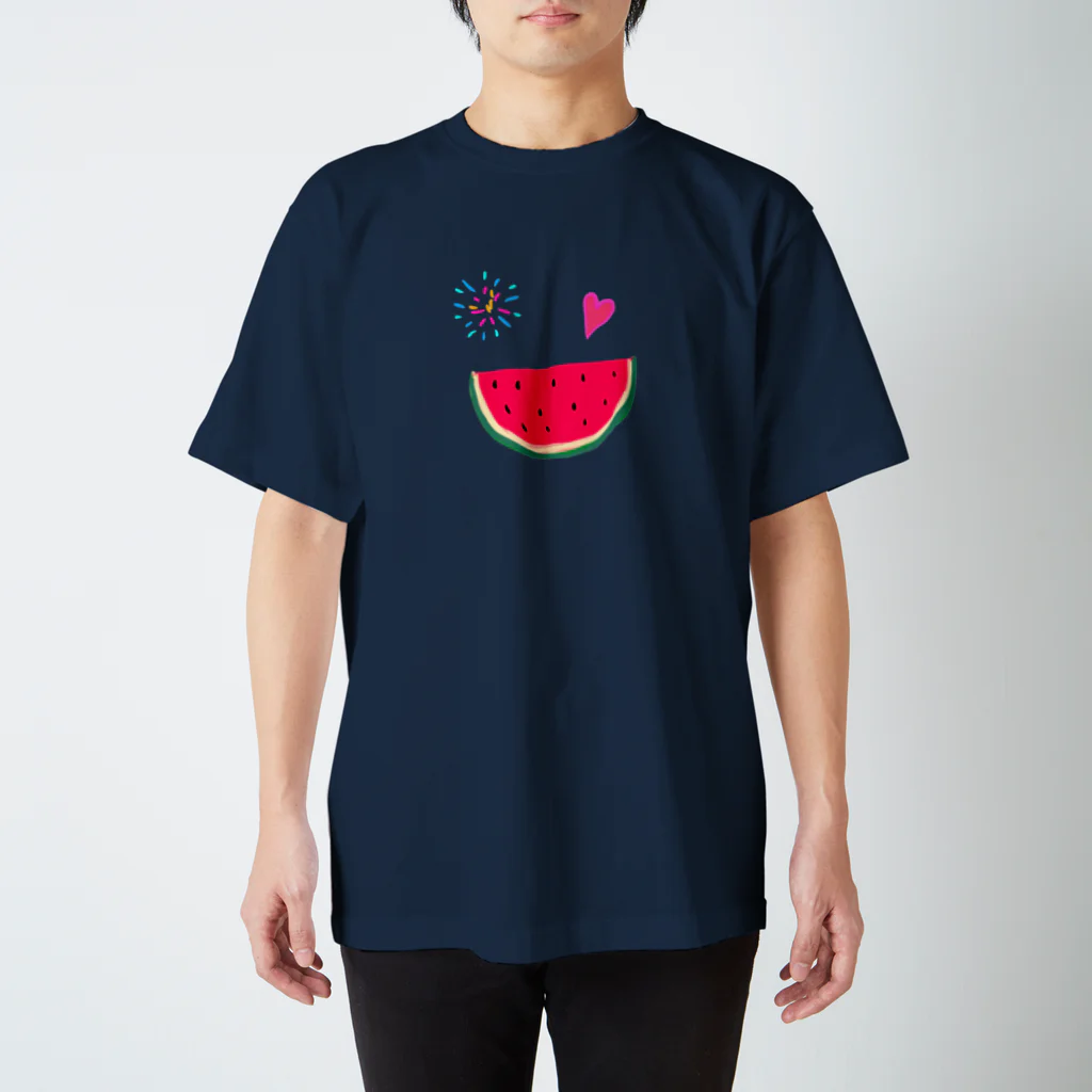 なんかゆるいショップの花火と恋とスイカ スタンダードTシャツ