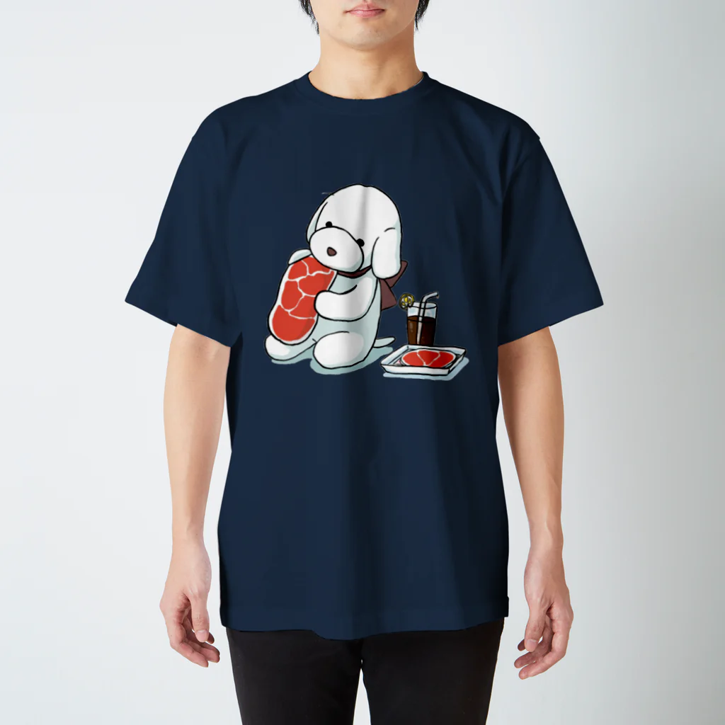 もるさんの生肉を食べる犬 スタンダードTシャツ