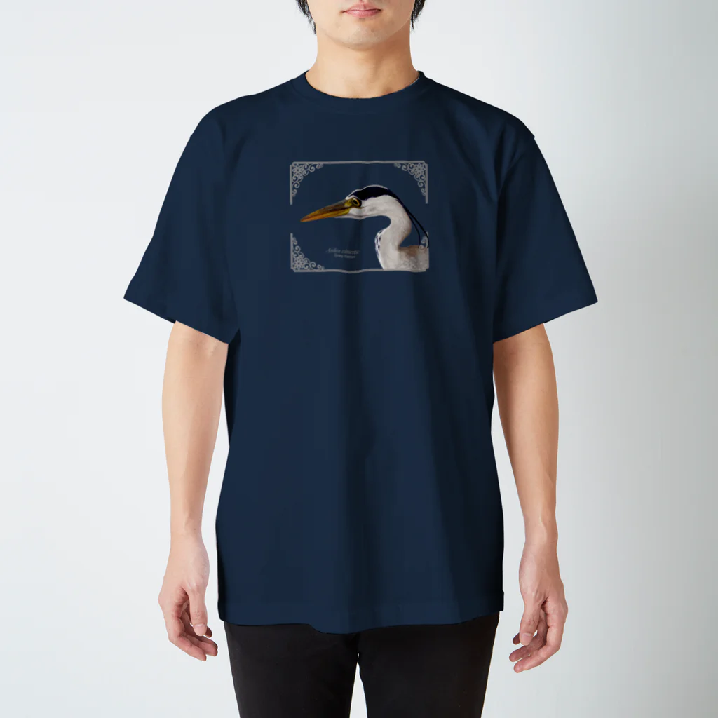 野鳥生活のアオサギ（濃色） Regular Fit T-Shirt
