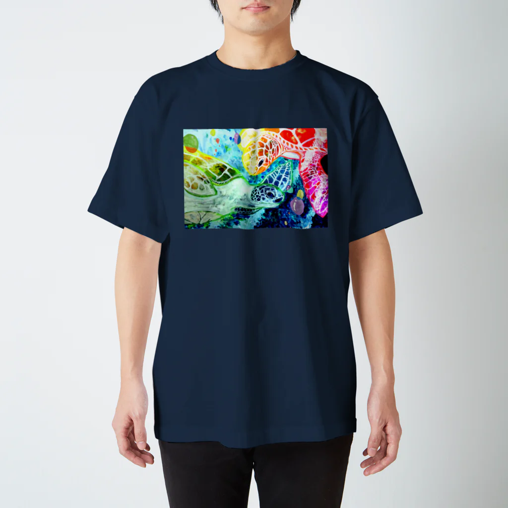 志瓜のSUZURIのひかり色ウミガメ スタンダードTシャツ