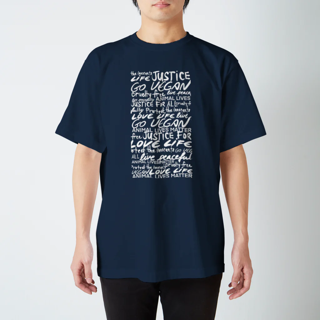 Niea999’s プチハッピー shopのLove life, go vegan Regular Fit T-Shirt