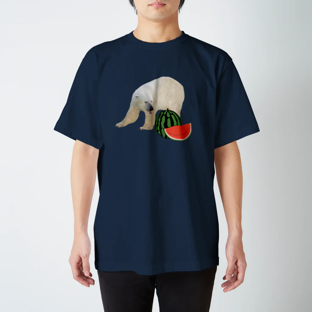 いきもの大好き！ほほえみフレンズのシロクマとスイカ Regular Fit T-Shirt