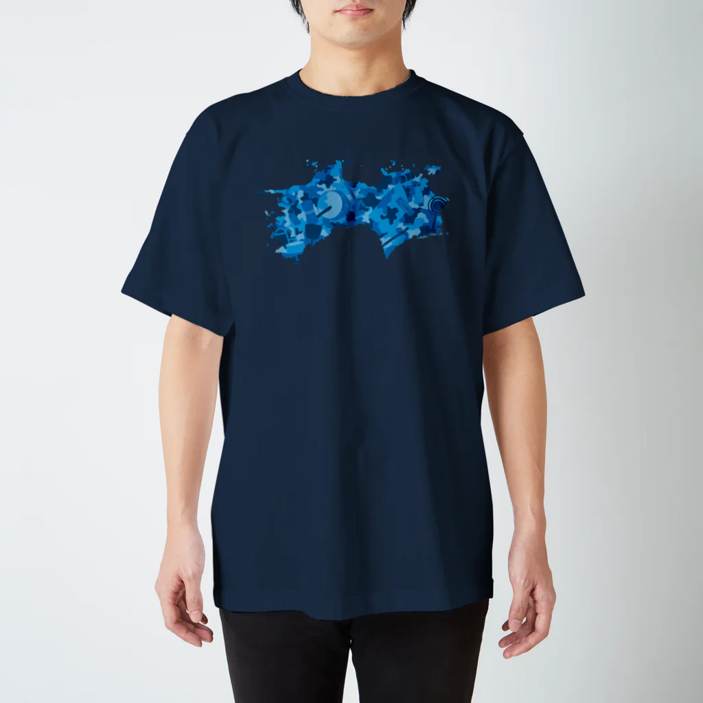 ジェーンのみせ(いっ福商店)のAWAODORI迷彩BLUE スタンダードTシャツ