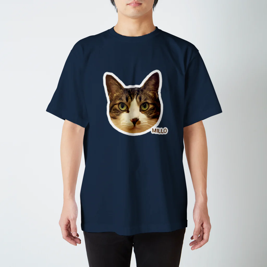 猫カフェ ぶぅたんグッズショップの絵文字ミロくん スタンダードTシャツ
