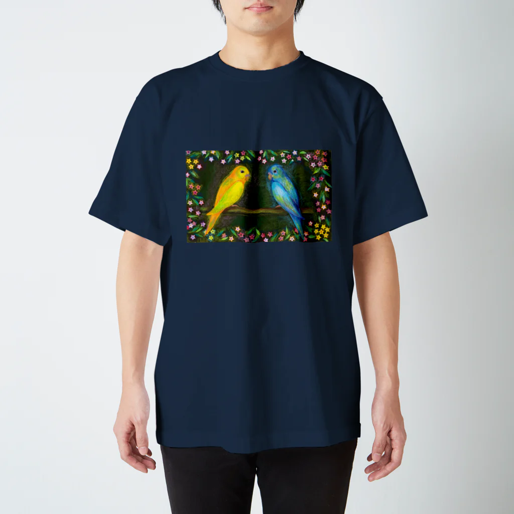 和歌の黄色と青のセキセイインコ Regular Fit T-Shirt