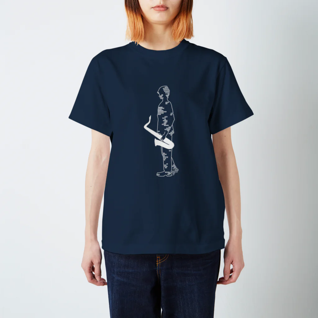 おえかきする水蜜桃のHE IS A SAX PLAYER 白 Regular Fit T-Shirt