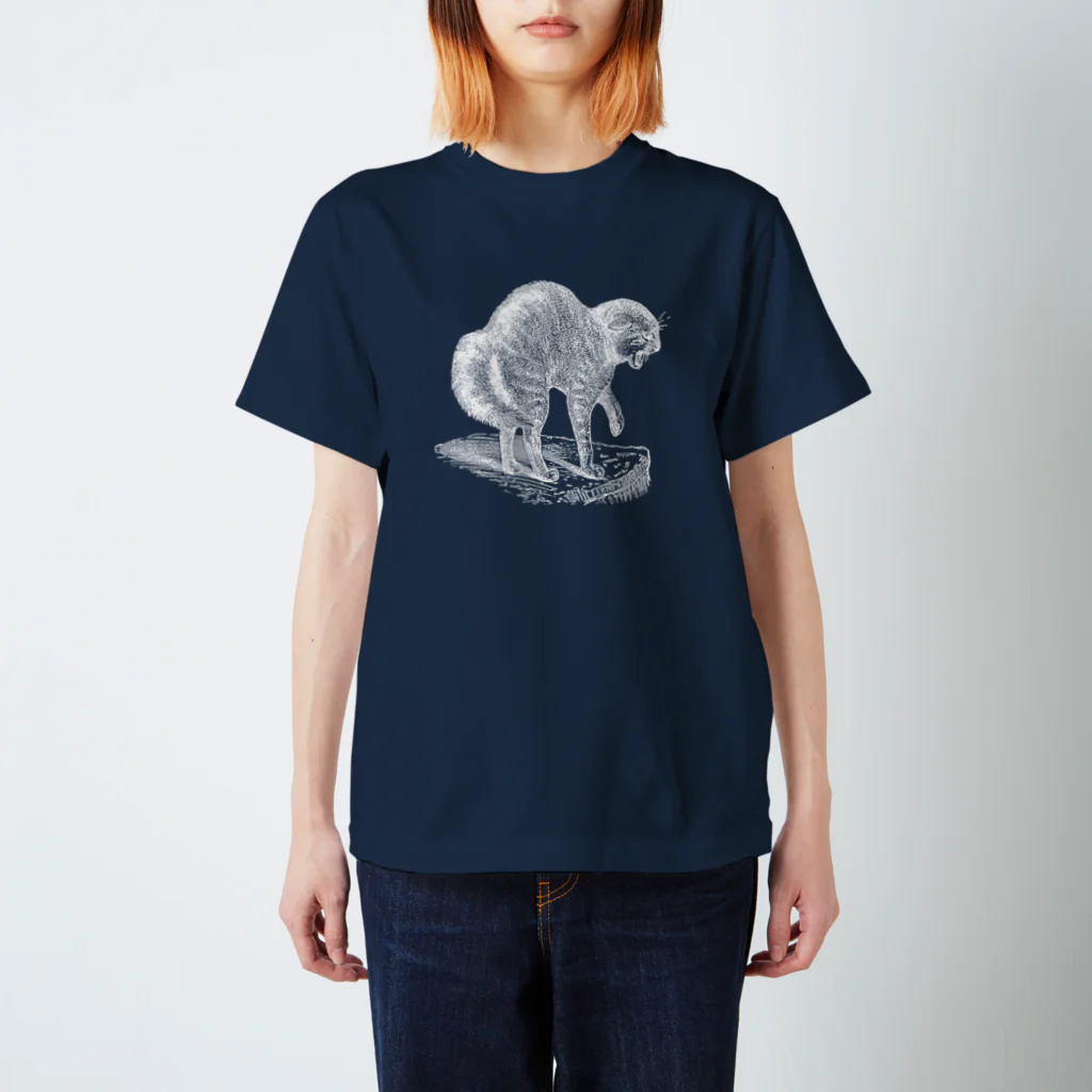 Saza-nami Antique designのおこるねこ・ホワイトライン Regular Fit T-Shirt