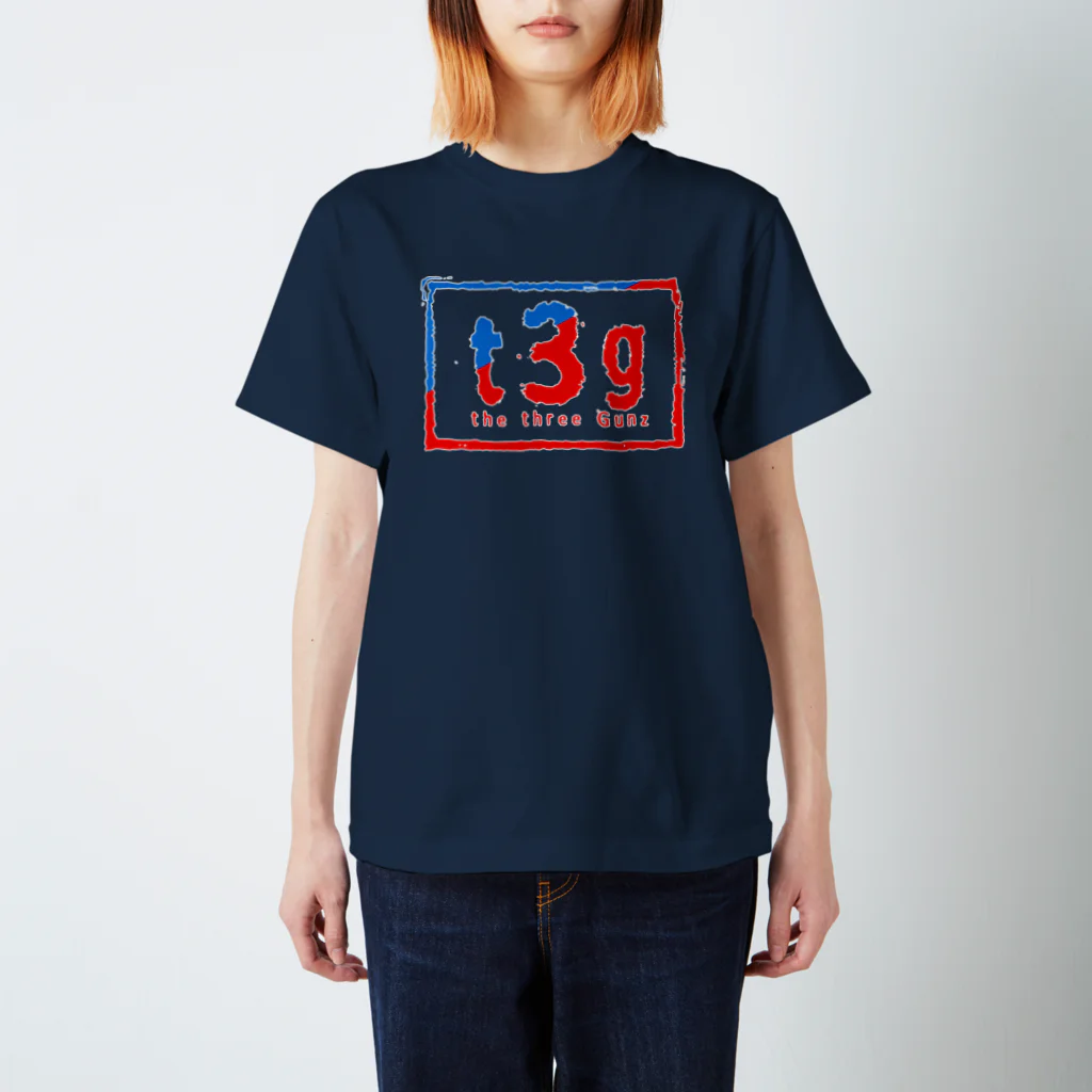 BlackRedCheeZのThe3Gunz／Outsider "Passion RED×Sad BLUE" Regular Fit T-Shirt