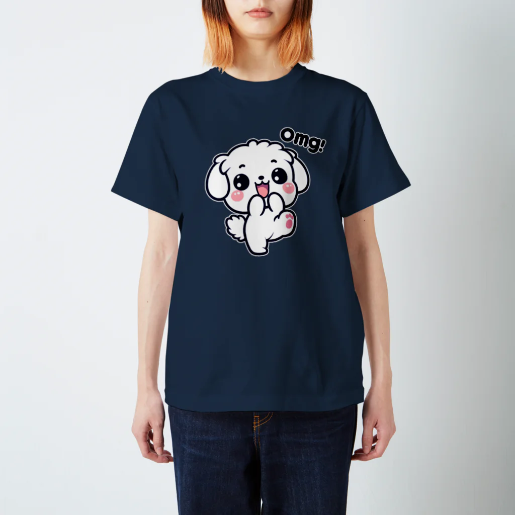 OMG DOG 【オーマイガ ドッグ】のOMG DOG オーマイガ！マルチーズのまるる (ダークカラー) Regular Fit T-Shirt