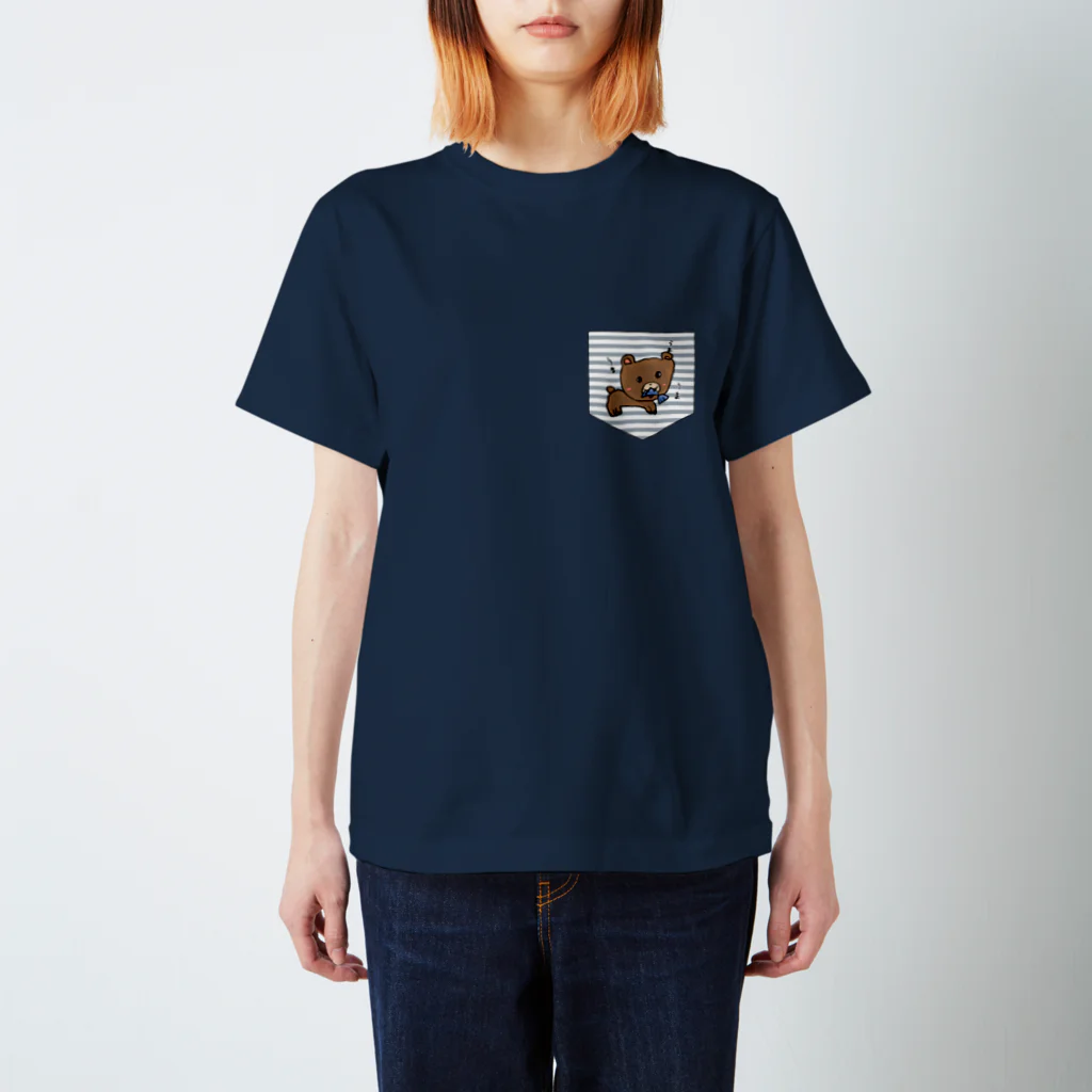 巻ぴよ🐤のうまうまクマポッケ(グレー) Regular Fit T-Shirt