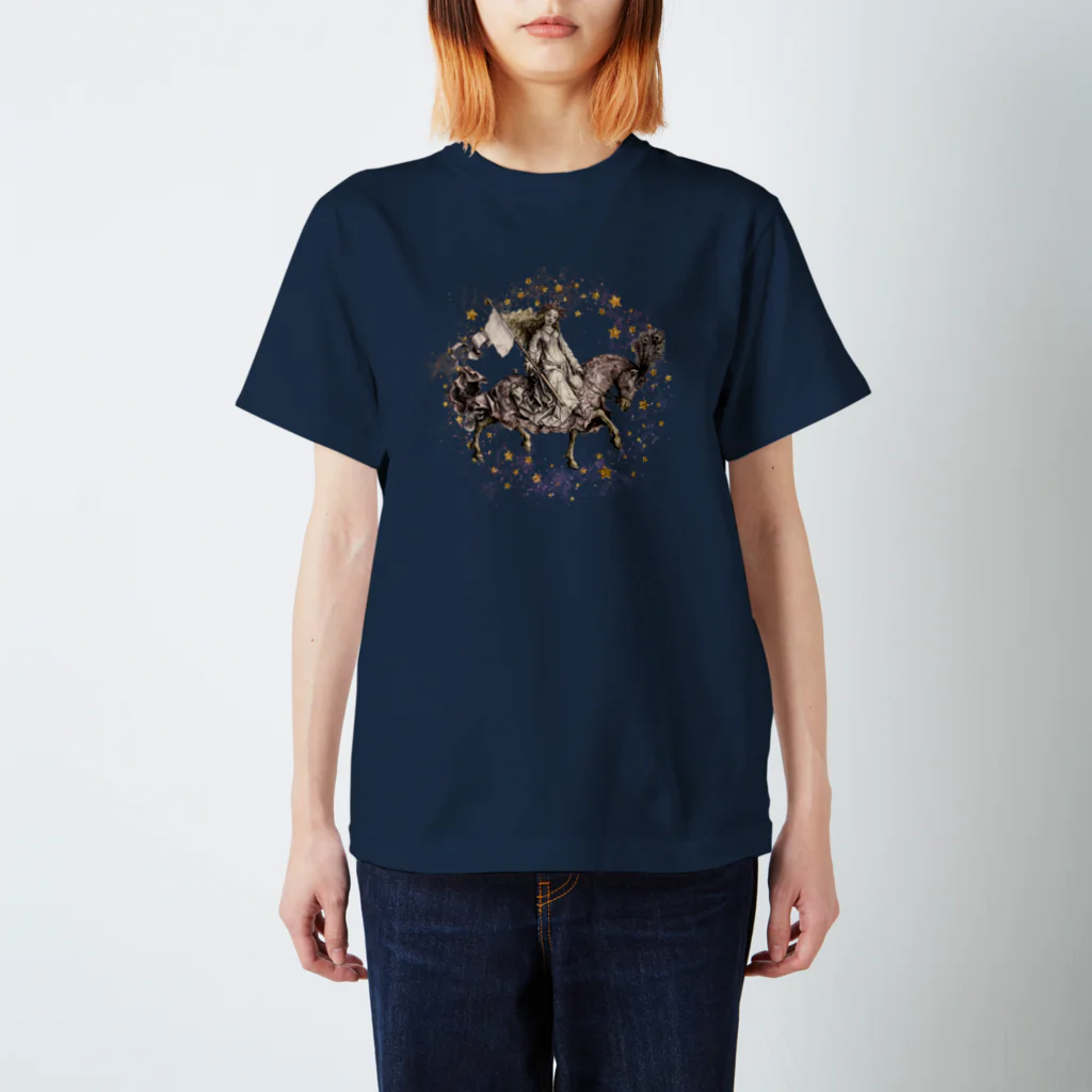 海賊猫 cocoのジャンヌ・ダルク 星空 女性 騎士 アンティーク風  Regular Fit T-Shirt