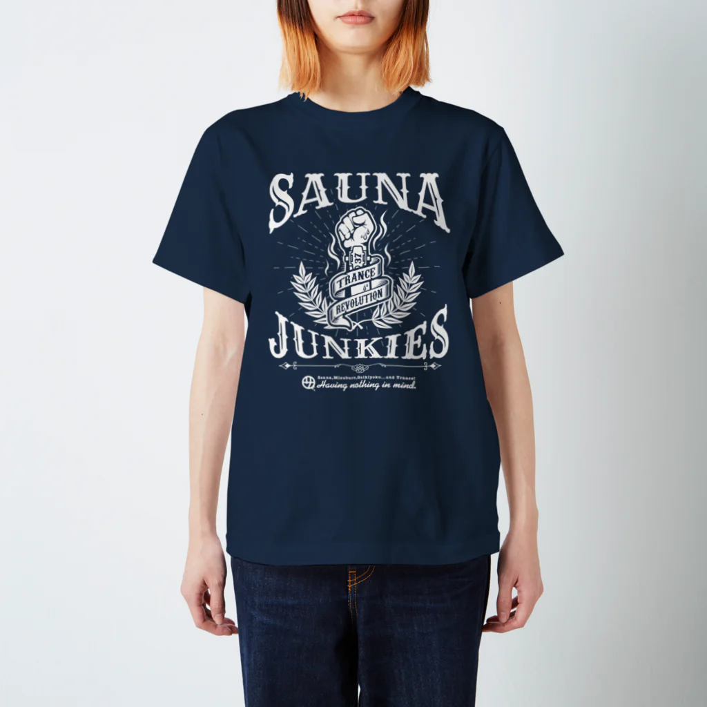 SAUNA JUNKIES | サウナジャンキーズのTRANCE REVOLUTION（白プリント） 티셔츠