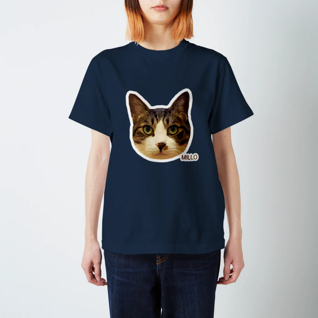 猫カフェ ぶぅたんグッズショップの絵文字ミロくん スタンダードTシャツ