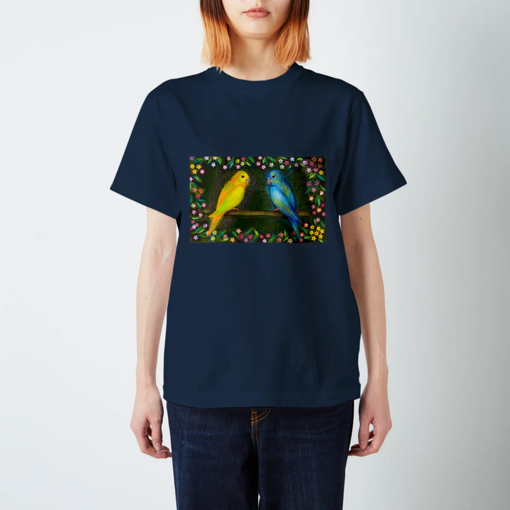 和歌の黄色と青のセキセイインコ Regular Fit T-Shirt