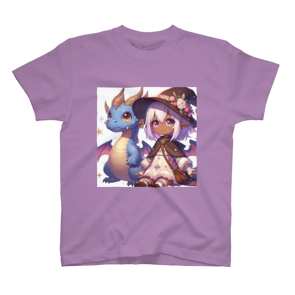 ピクセルパレットのドラゴンと可愛い女の子3 スタンダードTシャツ