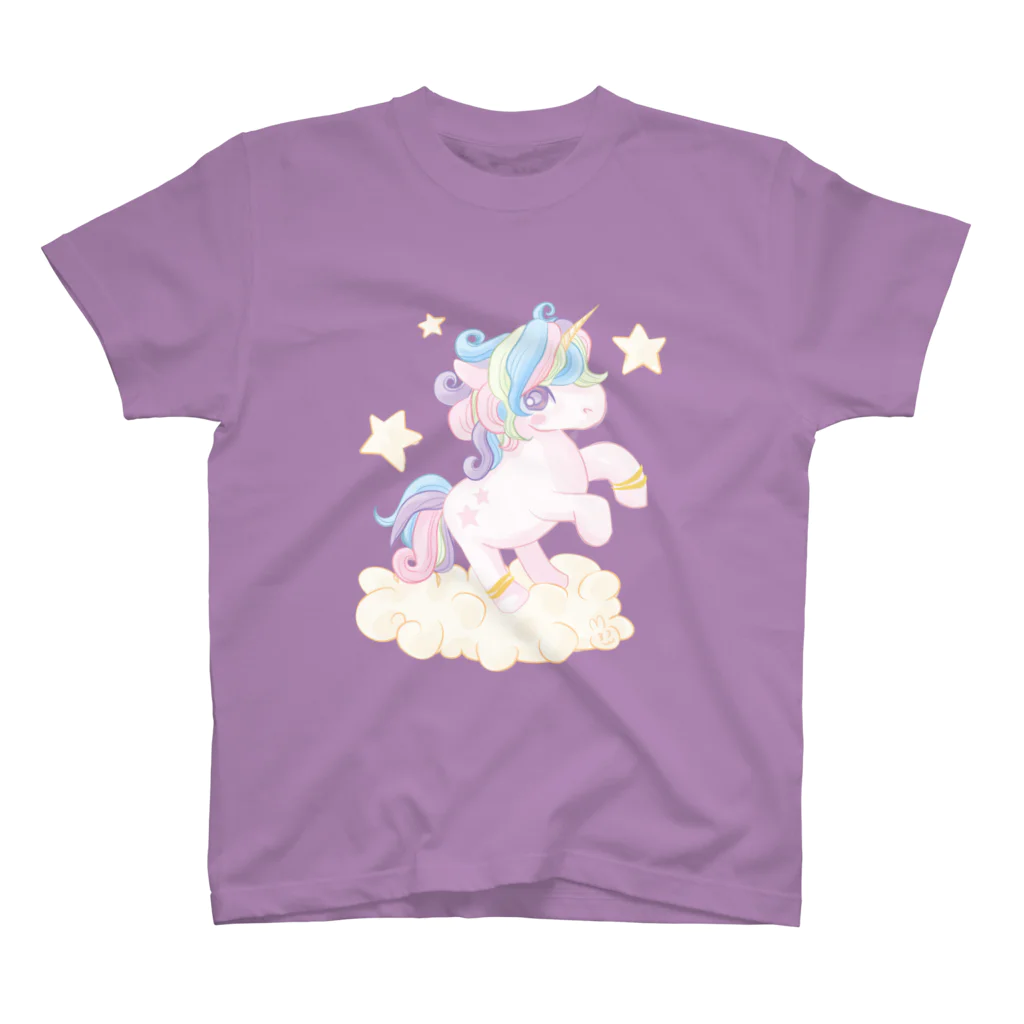 兎工房：宇佐兎三(うさうさん)ショップのUNICORN PONY ユニコーン・ポニー　ファンシー スタンダードTシャツ