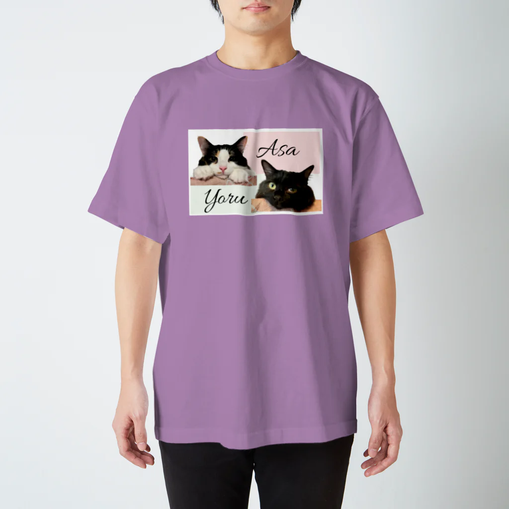 三毛猫の朝と黒猫の夜@好奇心倶楽部の三毛猫の朝と黒猫の夜 スタンダードTシャツ