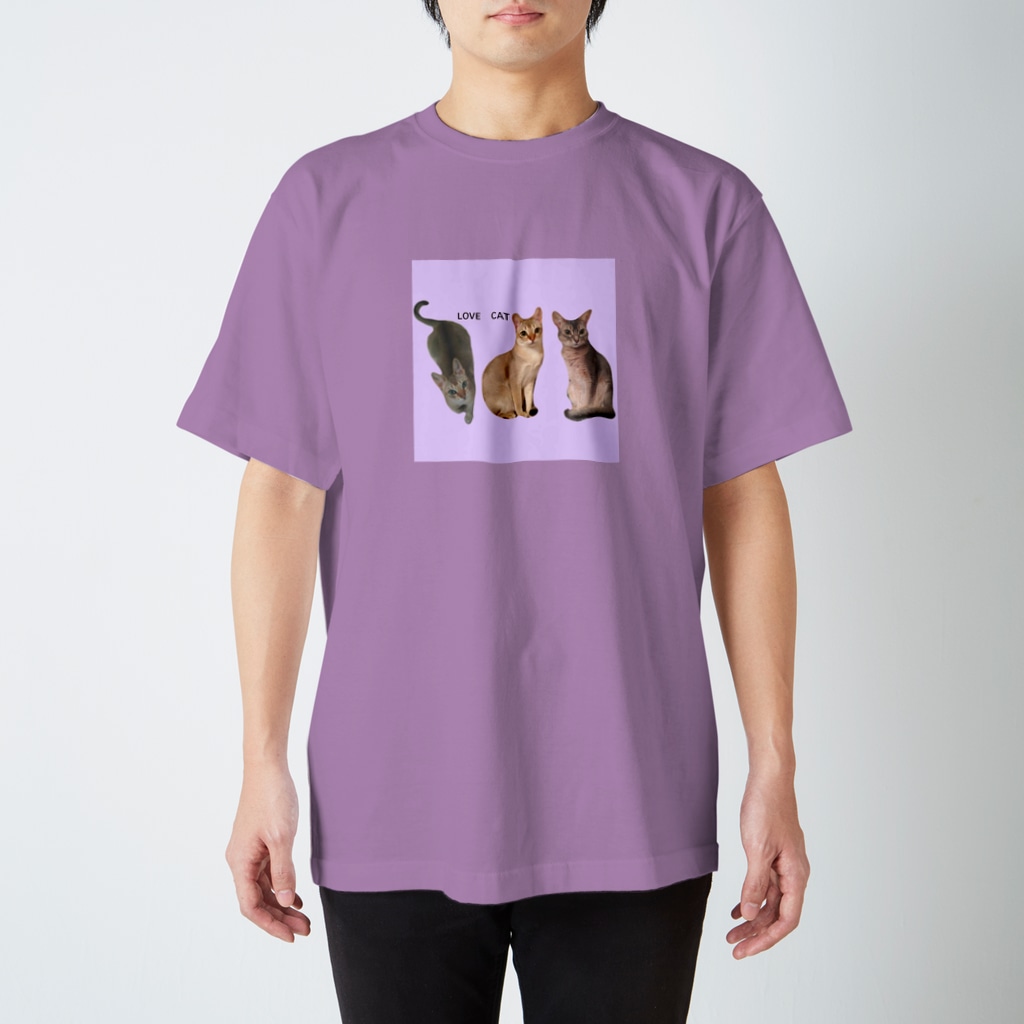 harupink🌸ペット似顔絵illustのLOVE  CAT シンガプーラ&アビシニアン Regular Fit T-Shirt