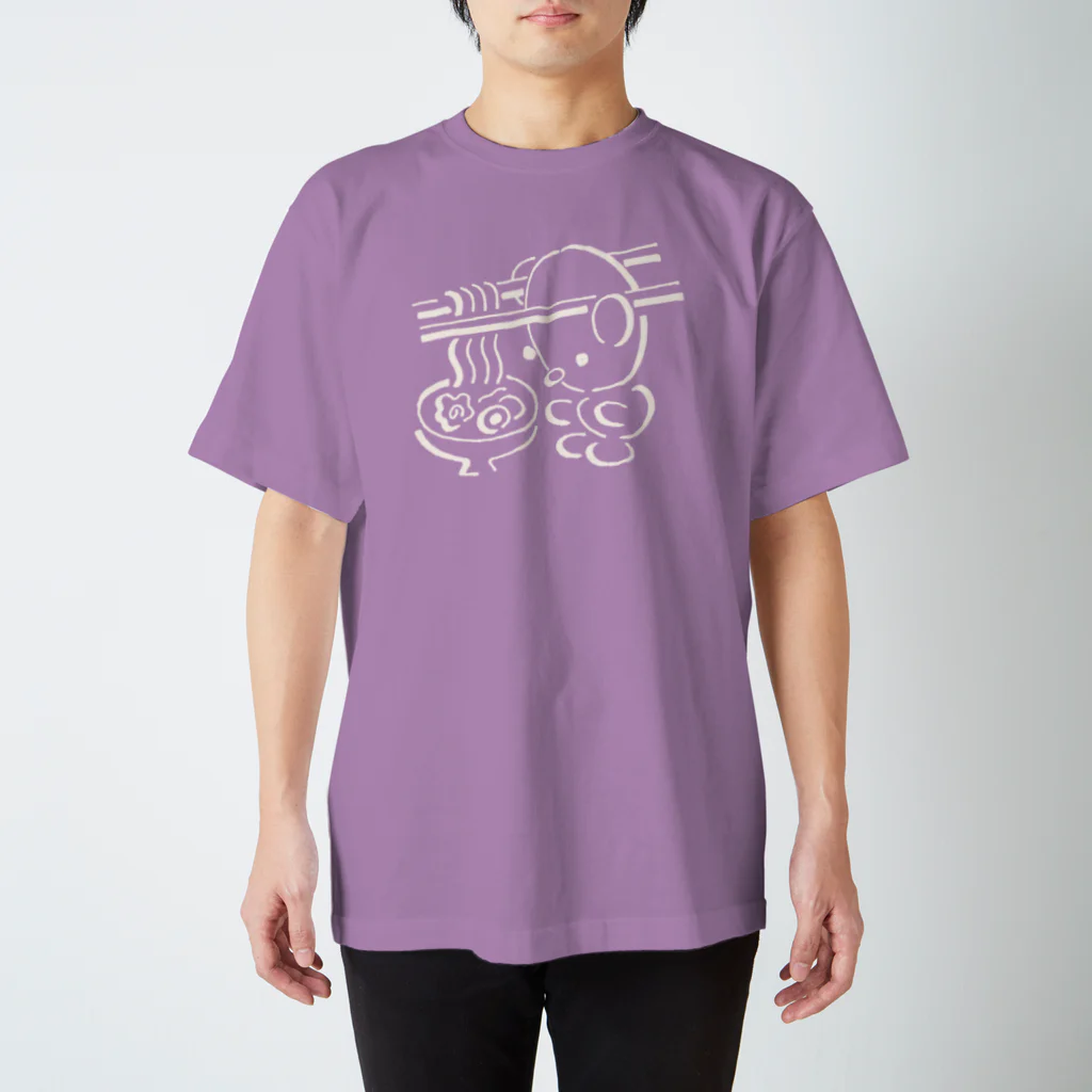 ヌトグランのミミハシ・らぁめん　白インク スタンダードTシャツ