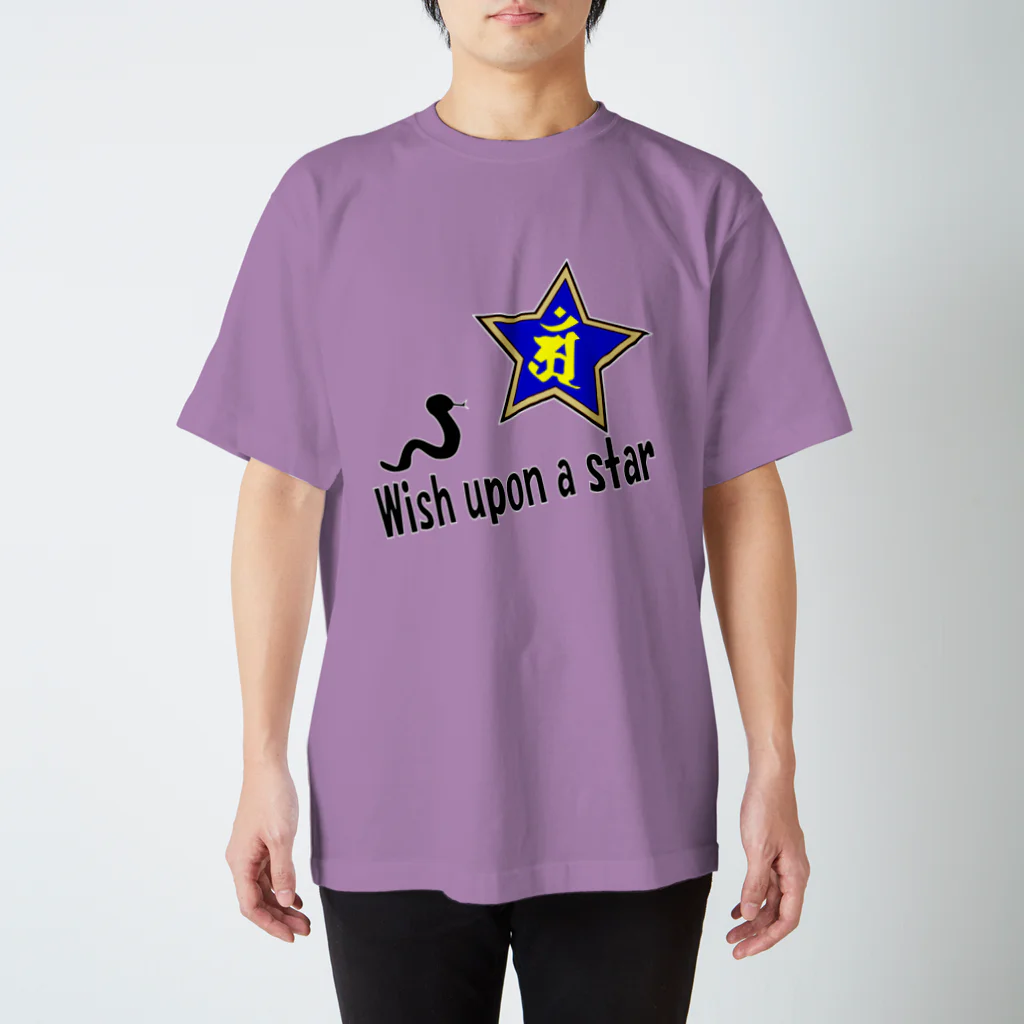 Yuko’ｓ Galleryの【開運祈願】星に願いを！ Wish upon a star! 巳年生まれ守護梵字アン スタンダードTシャツ