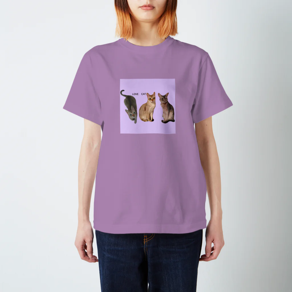 harupink🌸ペット似顔絵illustのLOVE  CAT シンガプーラ&アビシニアン スタンダードTシャツ